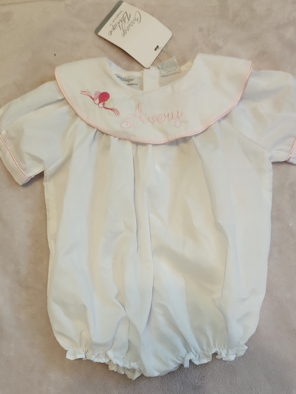 Personalized Avery White Baby Bubble